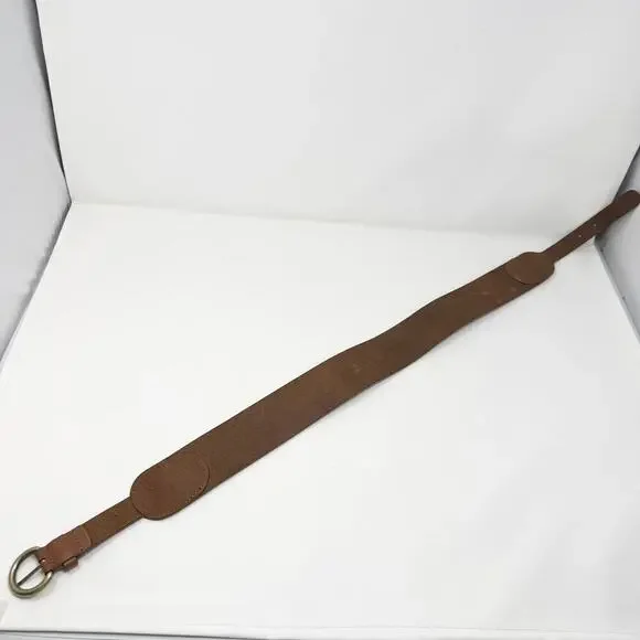 Brown Leather Folk Belt Paisley Fabric Rickrack Festival Ren Faire Peasant Sz M - Picture 11 of 12